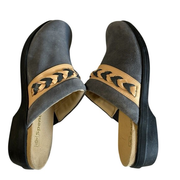 Spenco Topanga Clog Mule Blue Beige 10D Suede Braided Slip On Flat Comfort - Picture 8 of 14
